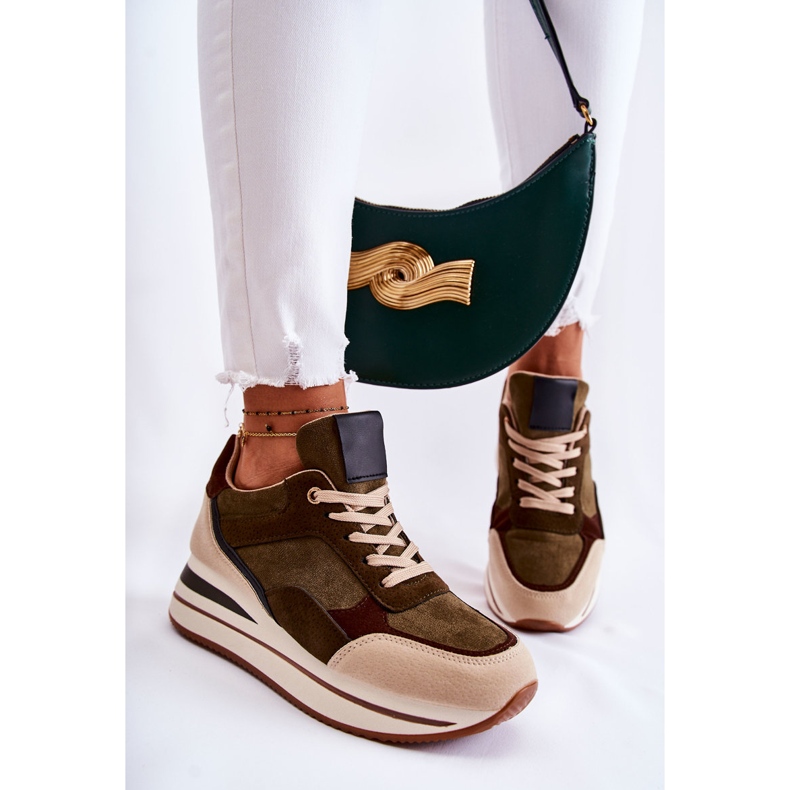 PS1 Damen Wildleder Sportschuhe Grün-Beige Elisse 1