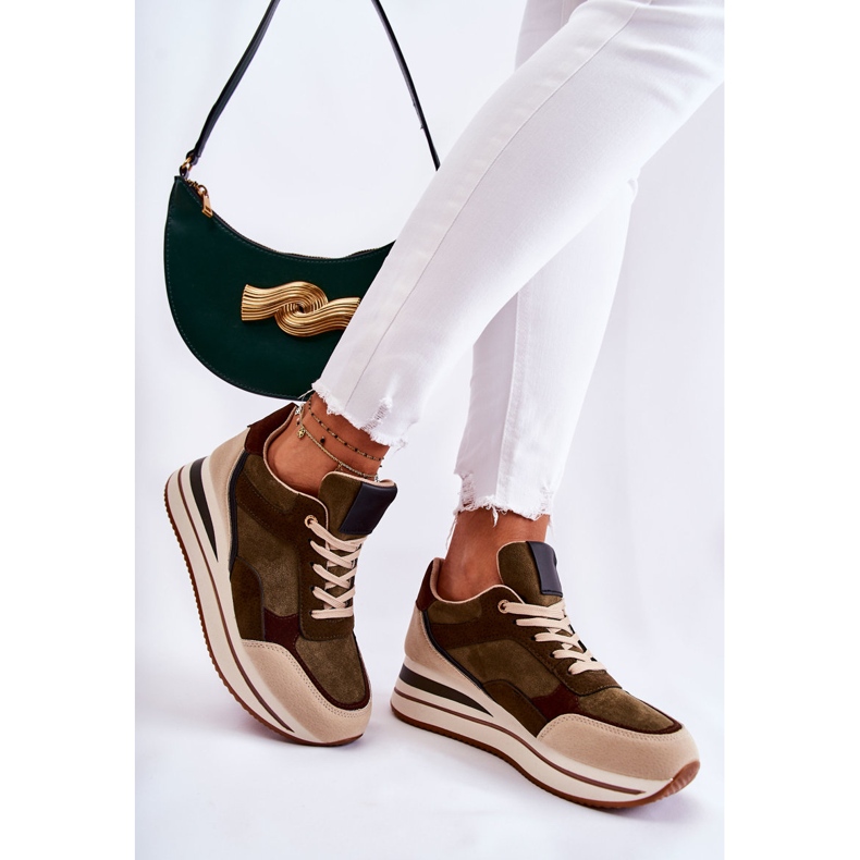 PS1 Damen Wildleder Sportschuhe Grün-Beige Elisse 2