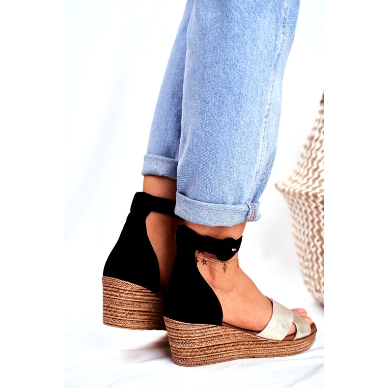 Damen Sandalen Maciejka Leder Wildleder Schwarz 04565-25 golden 4