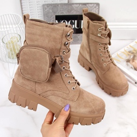 Damen-Plateaustiefel mit Tasche, beige Vinceza 2