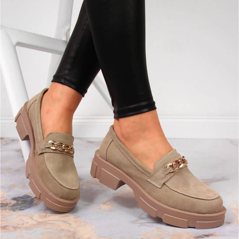 Damenschuhe aus Leder mit Kette beige Filippo 1
