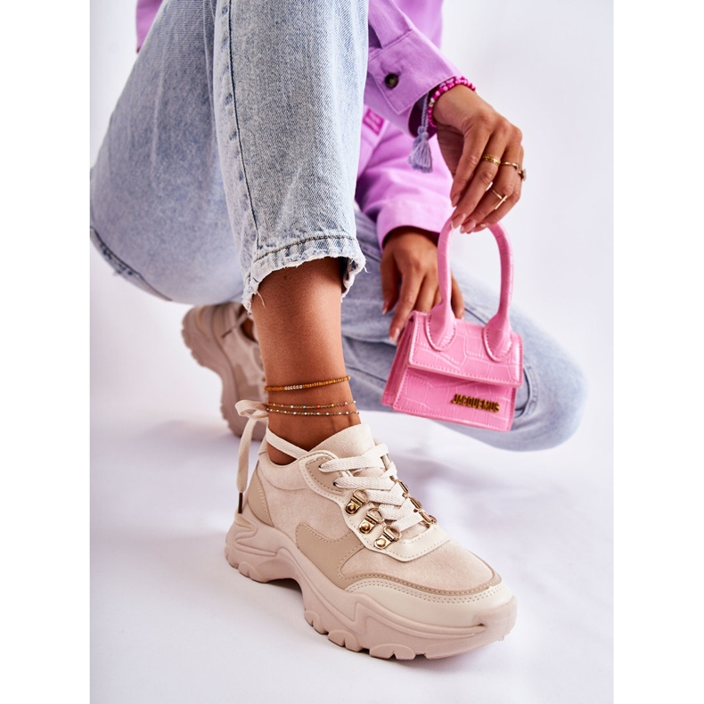 PG1 Damen Wildleder Sportschuhe Turnschuhe Hellbeige Britany 2