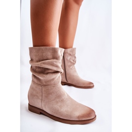 PG1 Hohe Stiefel aus Wildleder für Damen Beige Venis 1