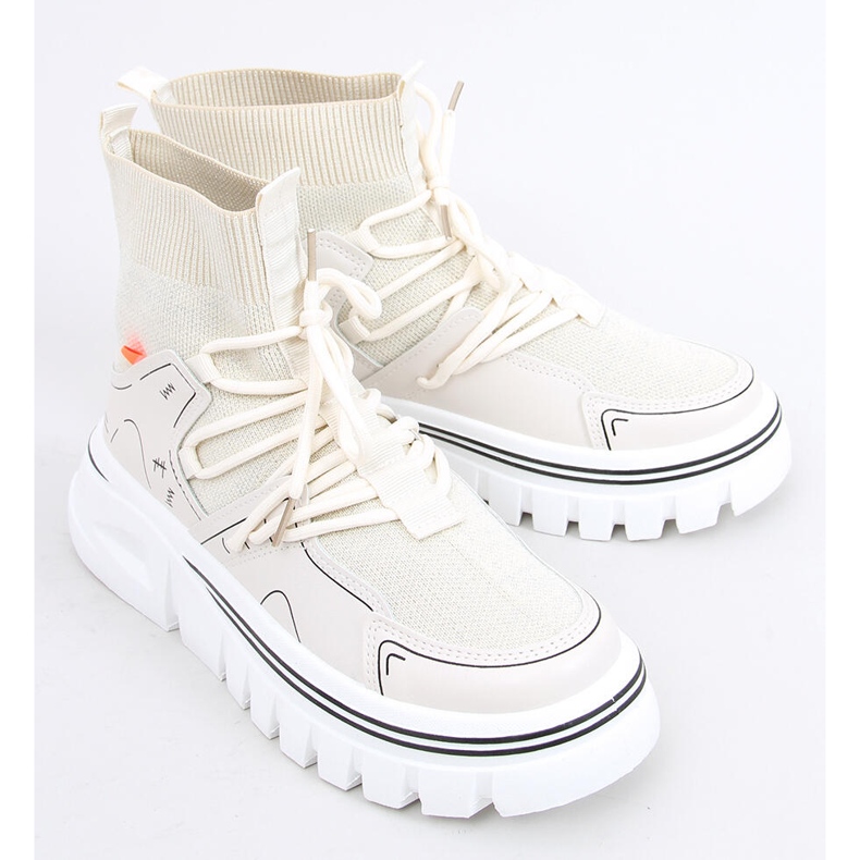 Malin Beige Sockensportschuhe 2