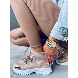 Petra Khaki High-Top-Socken-Sneakers beige 1