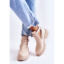 PG1 Damen Lederstiefel mit Nieten Beige Clares 1