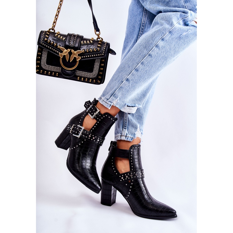 WJ2 Damenstiefel auf Ferse mit Strass Schwarz Kelin 2