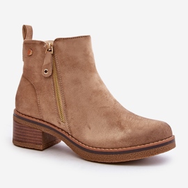 Wildlederstiefel auf niedrigem Pfosten Beige Laurisa 2