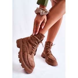 Gebundene Wildlederstiefel für Damen Braun Vanita 1