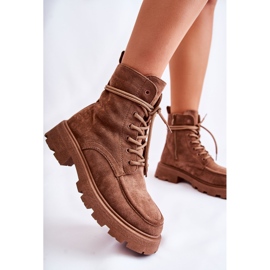Gebundene Wildlederstiefel für Damen Braun Vanita 3