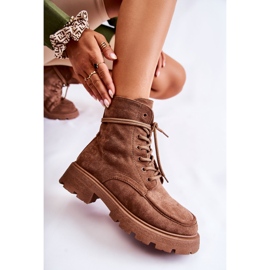 Gebundene Wildlederstiefel für Damen Braun Vanita 6
