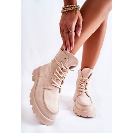 Damen Wildleder Stiefeletten Beige Vanita 2