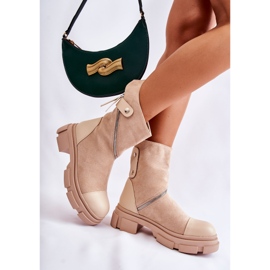 PS1 Modische Damen Wildleder Stiefeletten Beige Kandell 2