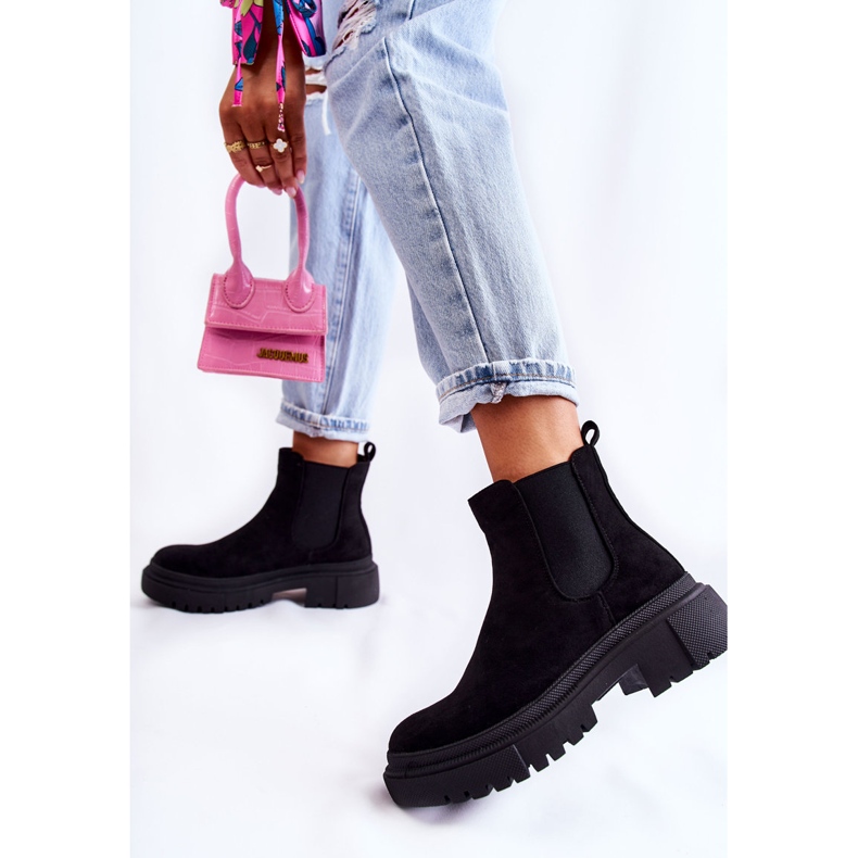 PS1 Schwarze Lorea Wildleder-Slip-On-Worker-Stiefel 2