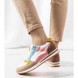 Weiße und braune Turnschuhe für Kindler-Damen rosa 1