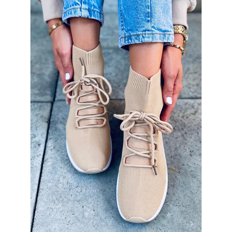 Katrin Khaki-Socken-Turnschuhe beige 1