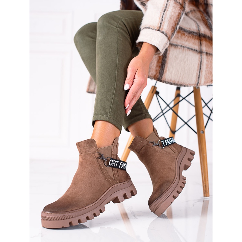 W. Potocki Potocki-Arbeiter aus beigefarbenem Wildleder braun 1