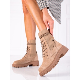 SHELOVET Arbeiter zum Schnüren aus beigefarbenem Wildleder braun 2