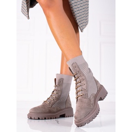 SHELOVET Geknotete Arbeiter aus braunem Wildleder beige 1