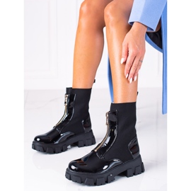 SHELOVET Stiefel aus schwarzem Lackleder 1