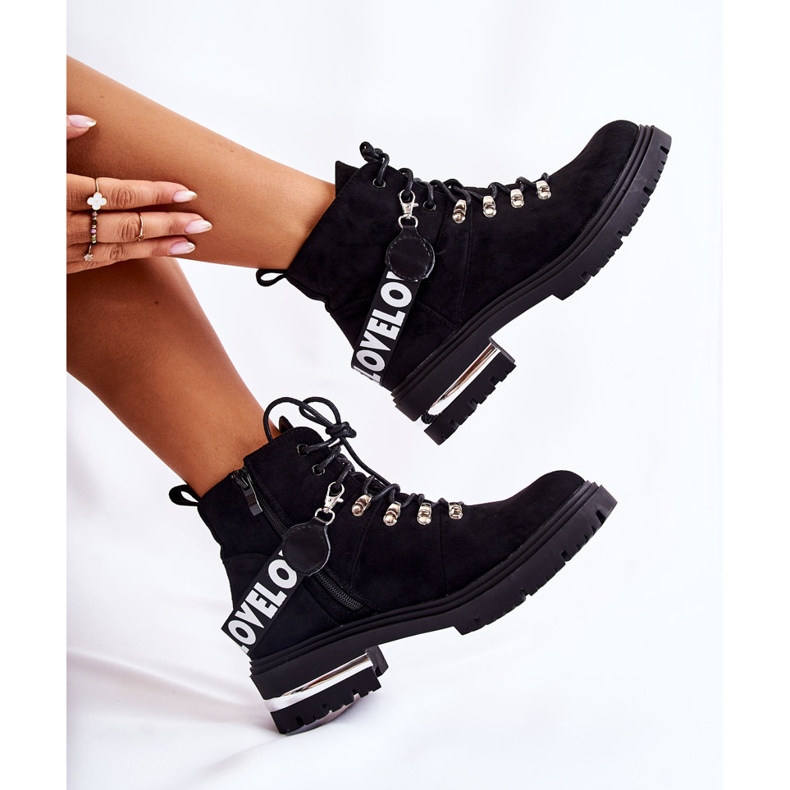 PS1 Warme Stiefel aus Wildleder mit Gürtel Schwarz Aurelio 1