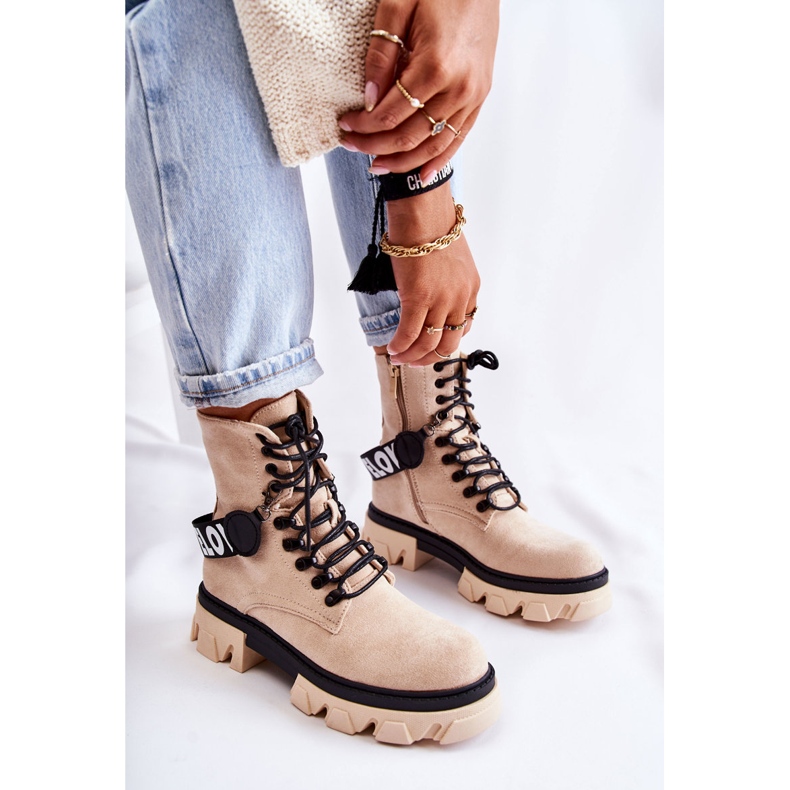 PS1 Hohe Wildlederstiefel mit beiger Danity-Erwärmung braun 2