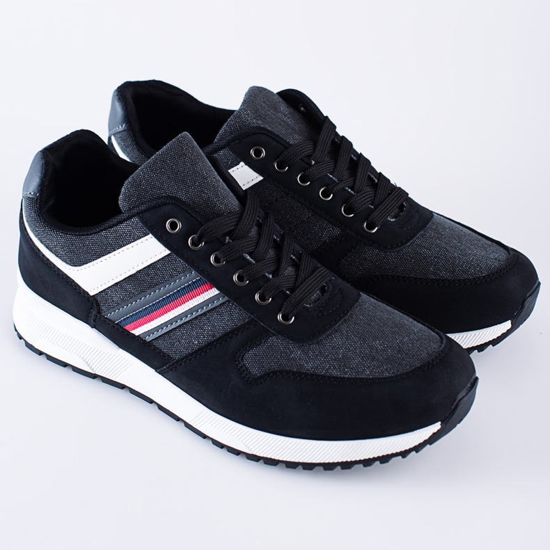 Bequeme schwarze Shelovet Herren Sportschuhe 1