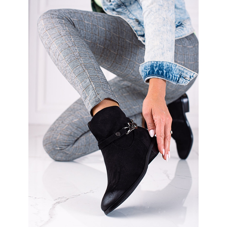 W. Potocki Potocki Damenstiefel, Cowboystiefel mit Kette schwarz 1