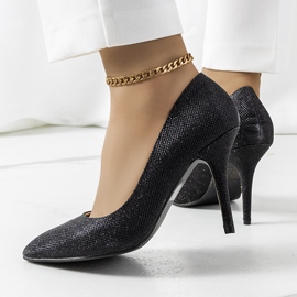 Schwarze glänzende Macerra-Absätze 1