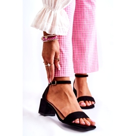 Damen-Sandalen aus Wildleder mit hohem Absatz, Schwarz 1