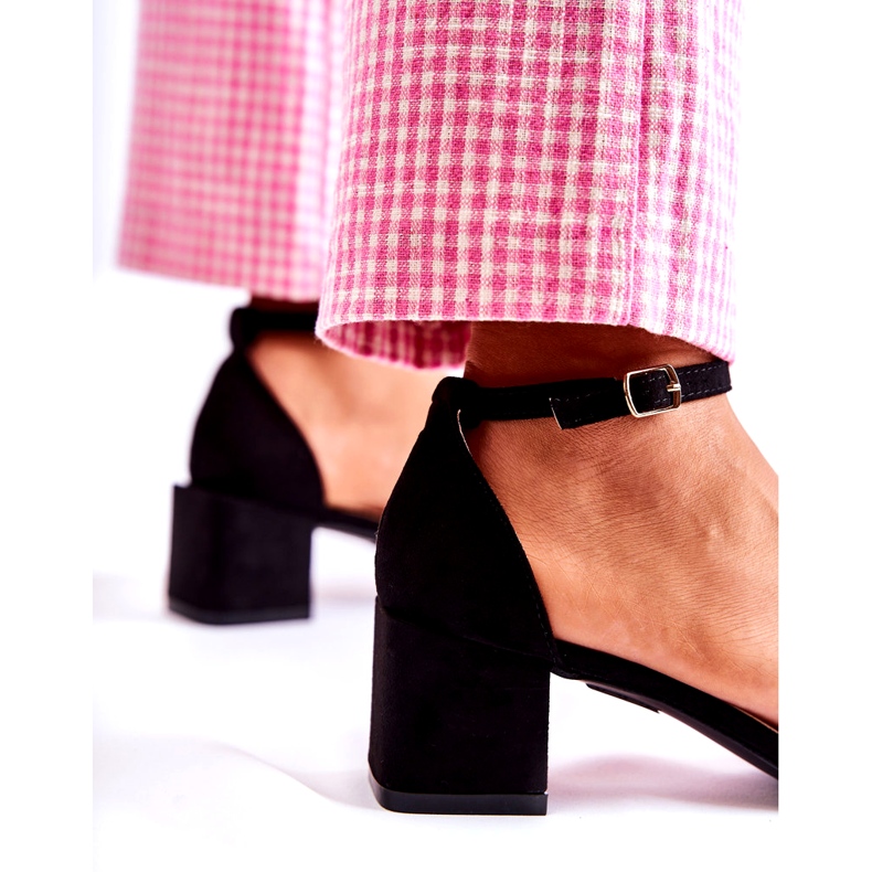 Damen-Sandalen aus Wildleder mit hohem Absatz, Schwarz 4