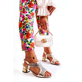 PA2 Durchbrochene Ledersandalen auf High Heels Golden Salvio 3