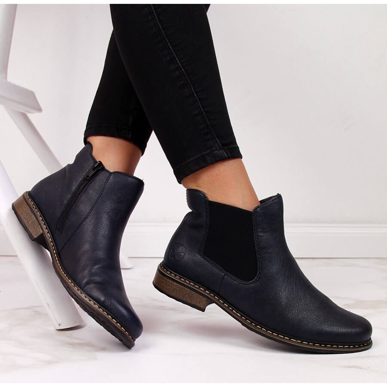Warmer Chelsea-Stiefel für Damen, marineblau Rieker Z4994-14 schwarz 1