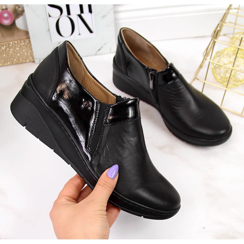 Bequeme Leder Damenschuhe schwarz Helios 348 2