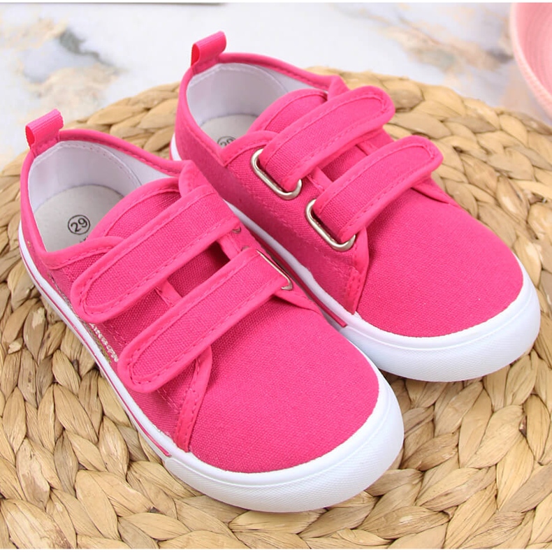 Pinkfarbene Atletico Mädchen-Sneakers mit Klettverschluss rosa 2