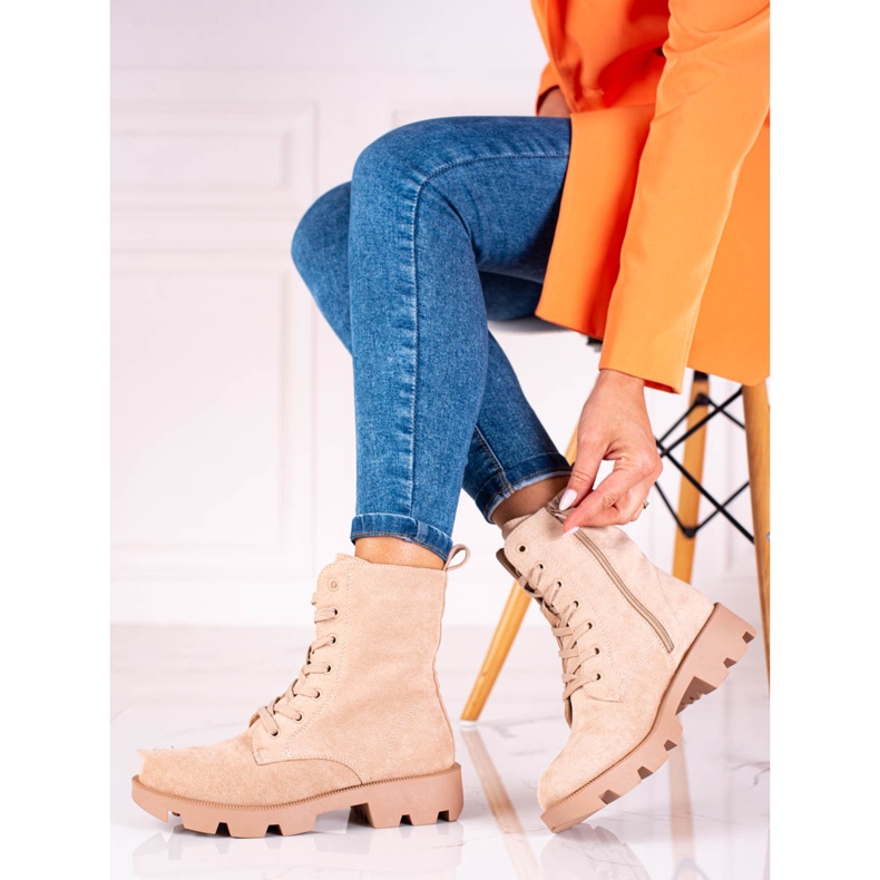 Shelovet Damen-Schnürtaschen aus Wildleder, beige 1