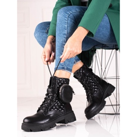 Schwarze, gesteppte Damentaschen von Shelovet mit Klettverschlusstasche 2