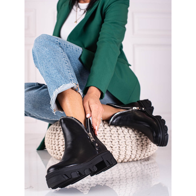 Schwarze Shelovet Damenstiefel mit geschlossenem Reißverschluss 2