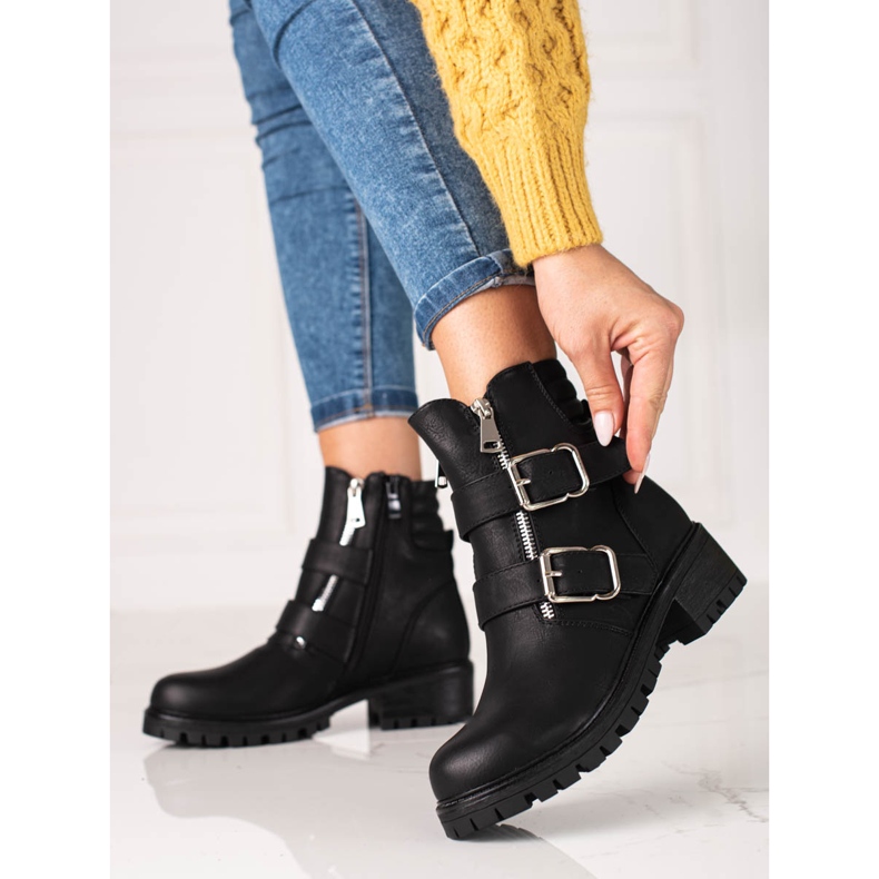 Schwarze Shelovet Damentaschen mit Reißverschlüssen 1