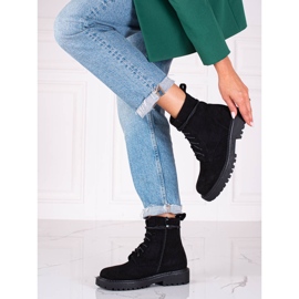 Schwarze Wildleder-Wanderstiefel für Damen 2