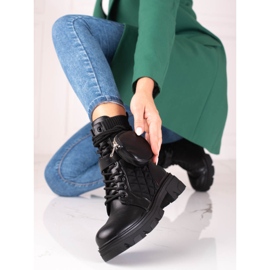 SHELOVET Schwarze Shelvet-Damentaschen mit Klettverschlusstasche 1