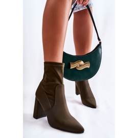 Khaki Amile Damen Material High Heel Stiefel braun 2