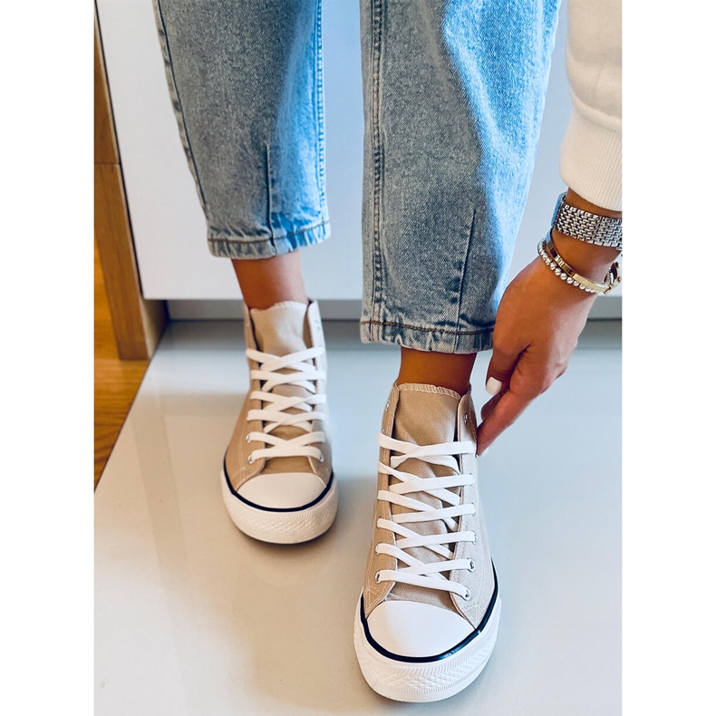 Canvas Turnschuhe Jude Khaki Knöchel beige 1