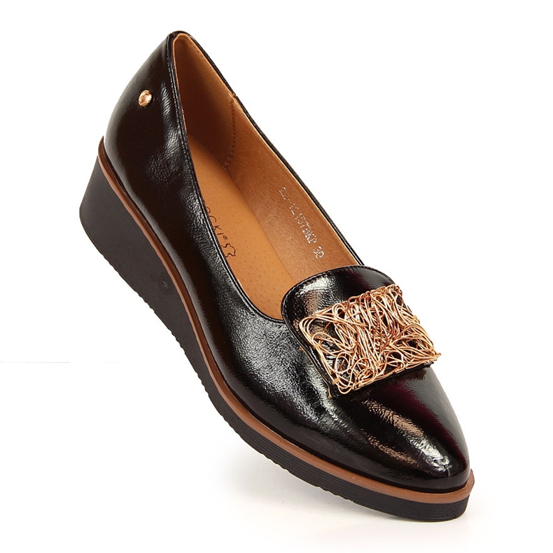 Lackierte Schuhe, Slip-on Wedges, schwarzer Potocki 1