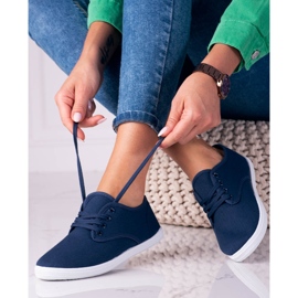 Leichte Shelovet-Sneakers aus marineblauem Stoff für Damen 1