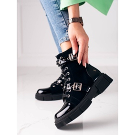 Schwarze Shelovet Damentaschen mit dekorativen Schnallen 1