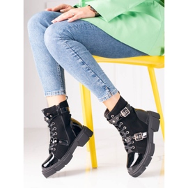 Schwarze Shelovet Damentaschen mit dekorativen Schnallen 2