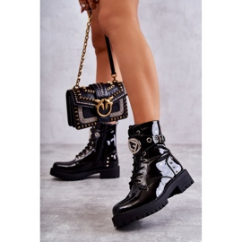 PG1 Lackierte Damenstiefel mit Nieten Schwarz Leticia 1