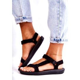 Frauen Wildleder Sport schwarze Sandalen 1