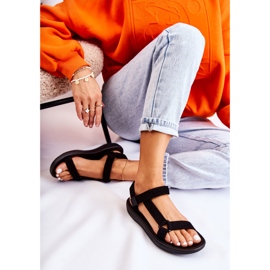 Frauen Wildleder Sport schwarze Sandalen 4